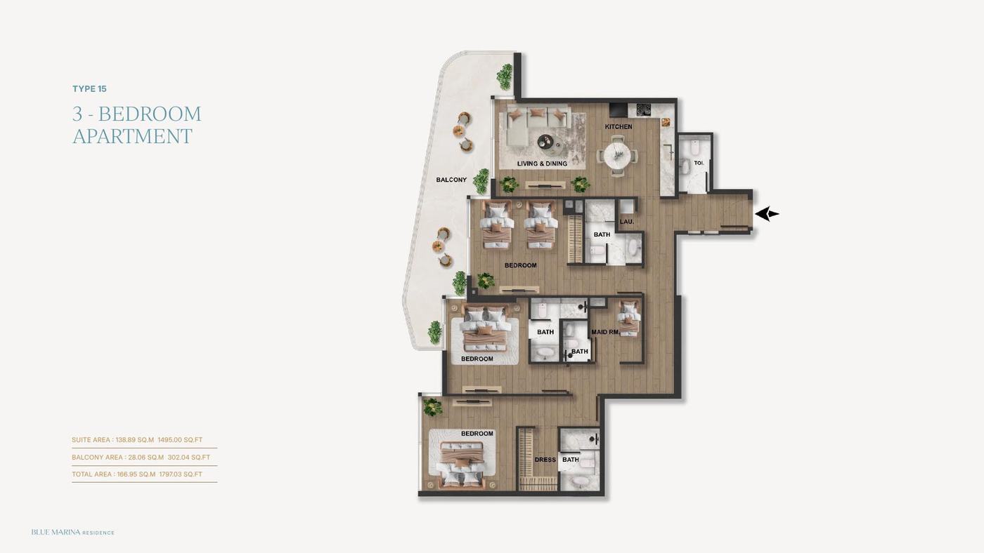 Blue Marina Residence at Dubai Islands Floor plan 3