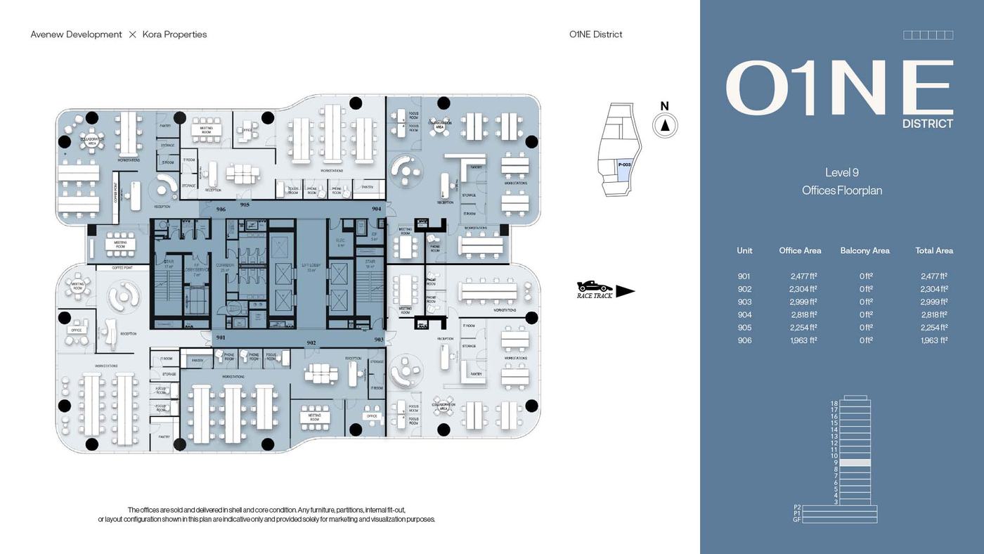 O1NE District Dawn at Motor City Floor plan 1